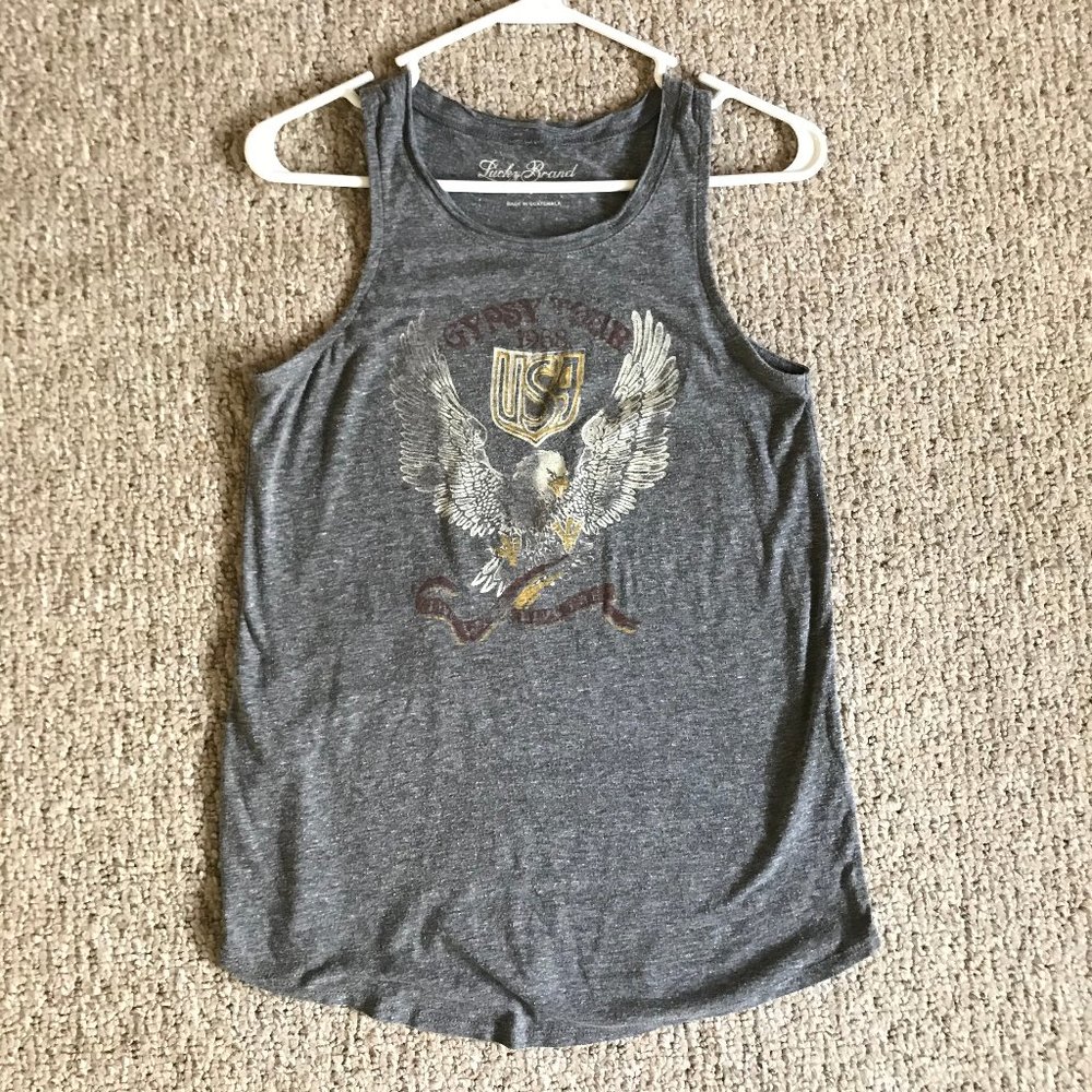 Lucky Brand Gray Gypsy Tour Graphic Tank Top